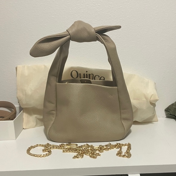 Quince Handbags - Quince Taupe Italian Leather Mini Bow Bag